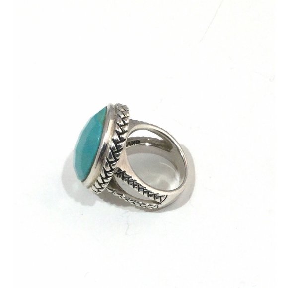 Barse Sterling Silver Large Faceted Turquoise Tear Drop Ring, Size 6.75 - Picture 5 of 12